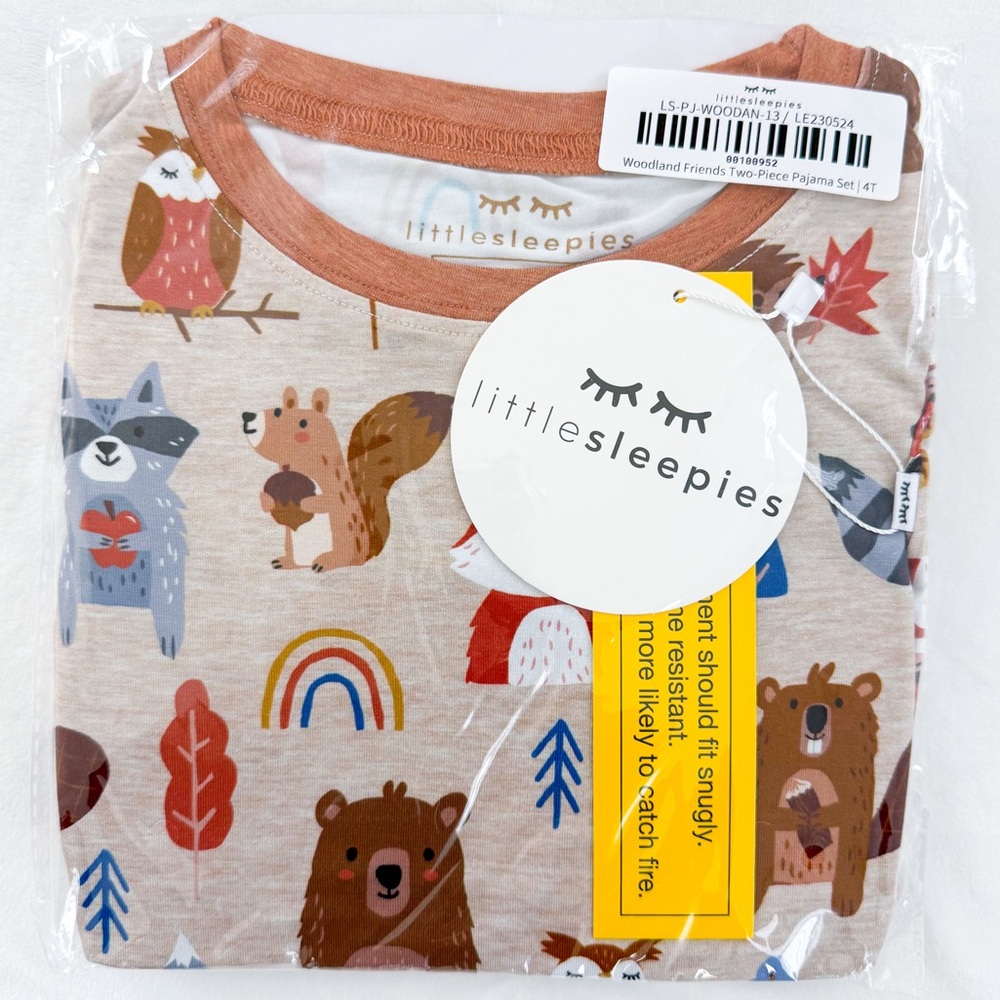 Little Sleepies Woodland Friends Long Sleeve Two Piece Pajama Set 4T NWT NIB